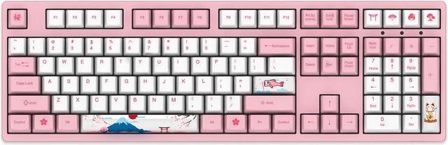 Akko World Tour Tokyo 108-Key R1 Wired Pink Mechanical Gaming Keyboard,  Programmable with OEM Profiled PBT Dye-Sub Keycaps and N-Key Rollover,  Mac/Win