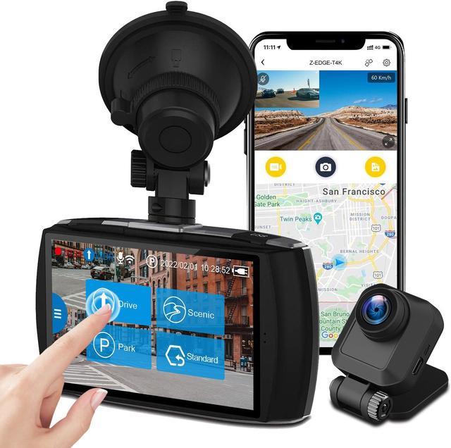 Recertified - Z-Edge T4K Dash Cam, Front and Rear Dual Lens, 4.0 inch Touch Screen, 4K Ultra HD, Built-in Wifi, 32GB TF Card Included, WDR, G-Sensor