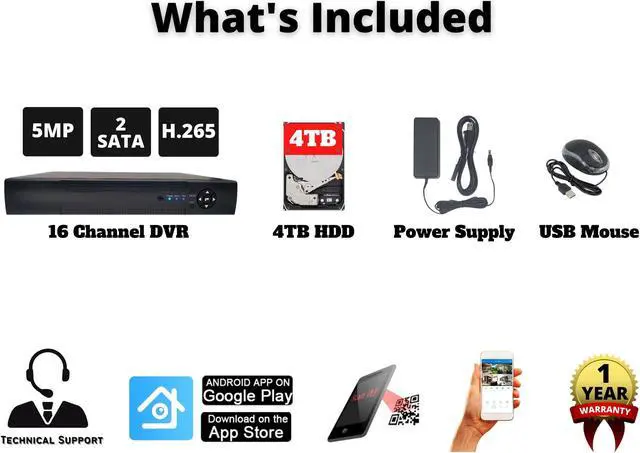 Alt view image 3 of 7 - Evertech 16 Channel H.265 Hybrid AHD TVI CVI ANALOG CCTV DVR Security Camera Recorder with 4TB Recording Storage