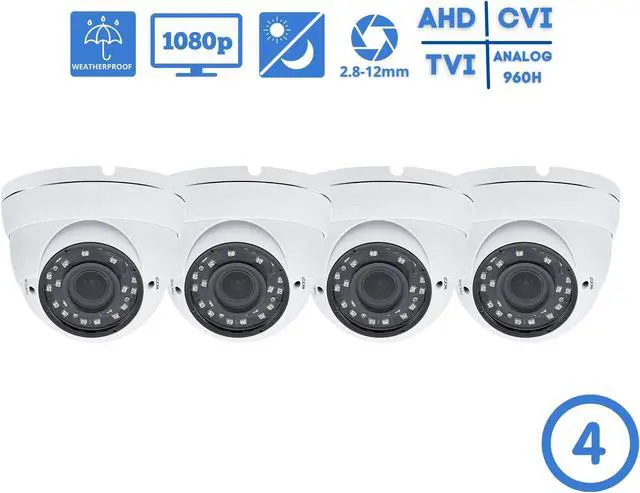 Main image of Evertech 1080P HD Indoor Outdoor AHD TVI CVI and Analog Security Surveillance Dome Camera Adjustable Vari-Focal Lens with Night Vision ( 4 Pack )