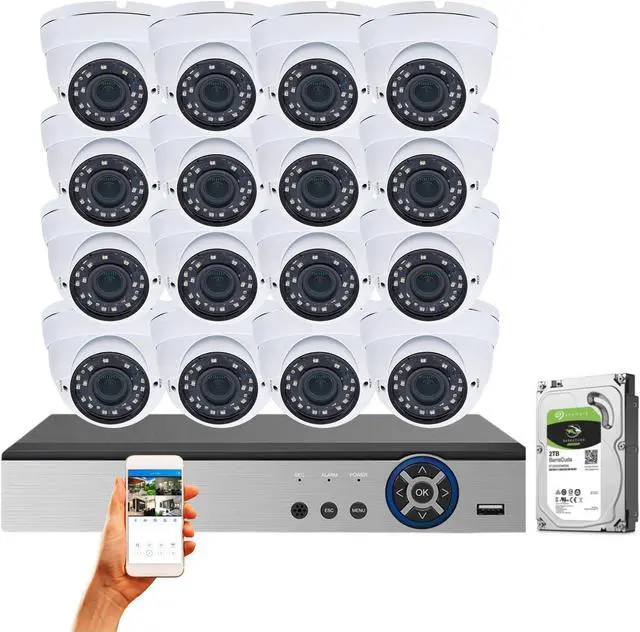 Main image of Evertech 16 Channel 2TB 1080p HD CCTV System with 2.8-12mm Varifocal Manual Zoom Lens 98ft Night Vision Indoor Outdoor Security Cameras