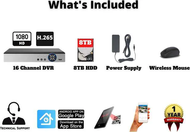Alt view image 3 of 7 - Evertech 16 Channel H.265 Hybrid DVR Security Camera Recorder with 8TB Hard Drive, Compatible with AHD/TVI/CVI/Analog Cameras