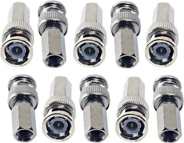 Main image of Evertech 10 Pcs BNC Male Twist-On RG59 Connector Adapter CCTV Coax Security Cameras