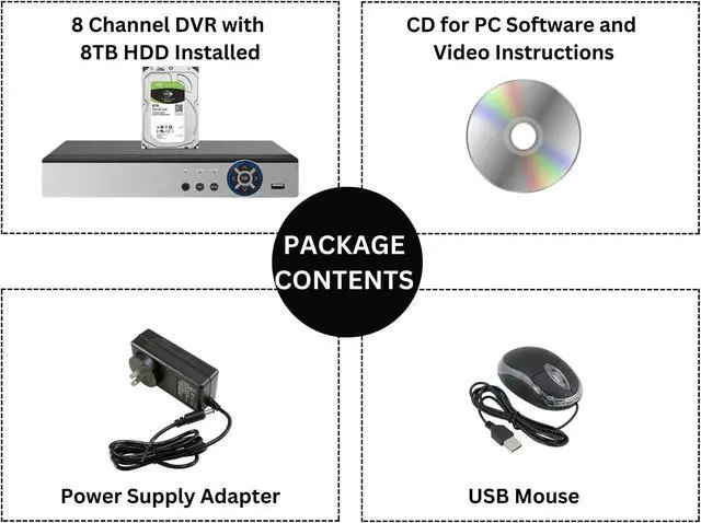 Alt view image 5 of 7 - Evertech 8 Channel 8TB HDD H.265 Surveillance Security Camera Video Recorder with Remote View Motion Detection