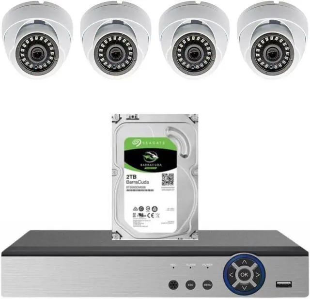 Main image of Evertech 8 Channel 2TB Surveillance Camera System with (4) 1080P HD Indoor Outdoor CCTV Dome Security Cameras