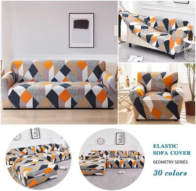 Alt view image 5 of 7 - Anyhouz 2 Seater Sofa Cover Beige Geometric Style and Protection For Living Room Sofa Chair Elastic Stretchable Slipcover