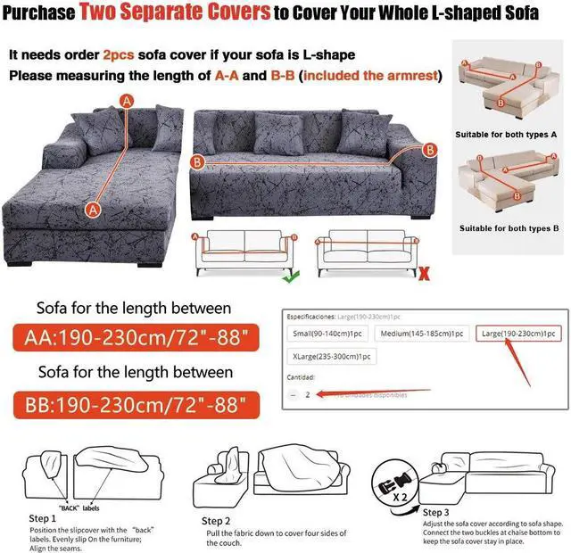 Alt view image 7 of 7 - Anyhouz 4 Seater Sofa Cover Beige Geometric Style and Protection For Living Room Sofa Chair Elastic Stretchable Slipcover