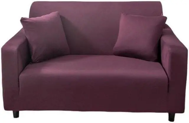 Main image of Anyhouz 2 Seater Sofa Cover Plain Bean Paste Red Style and Protection For Living Room Sofa Chair Elastic Stretchable Slipcover