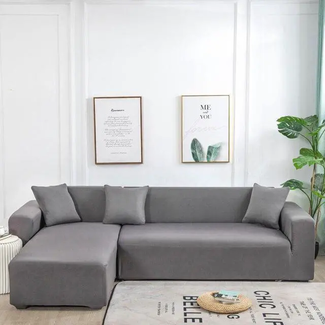 Alt view image 4 of 7 - Anyhouz 2 Seater Sofa Cover Plain Beige Style and Protection For Living Room Sofa Chair Elastic Stretchable Slipcover