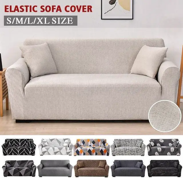 Alt view image 4 of 7 - Anyhouz 2 Seater Sofa Cover Blue White Geometric Style and Protection For Living Room Sofa Chair Elastic Stretchable Slipcover