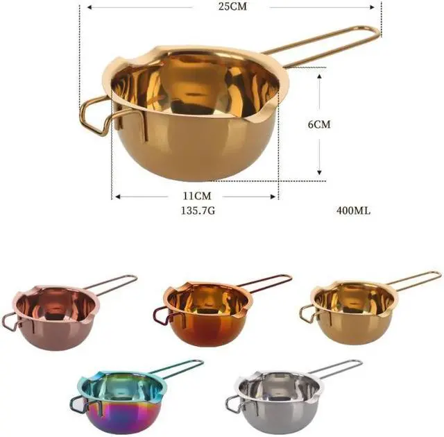 Alt view image 5 of 5 - Anygleam Melting Pot 2Pcs Gold Chocolate Melt Cookware Kitchen Heating Container Milk Bowl Baking Tool Kitchenware