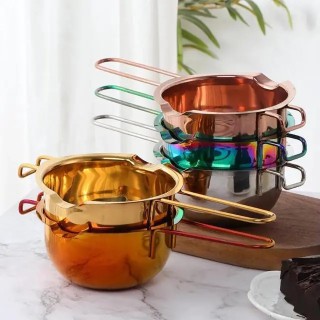 Alt view image 2 of 5 - Anygleam Melting Pot 2Pcs Gold Chocolate Melt Cookware Kitchen Heating Container Milk Bowl Baking Tool Kitchenware