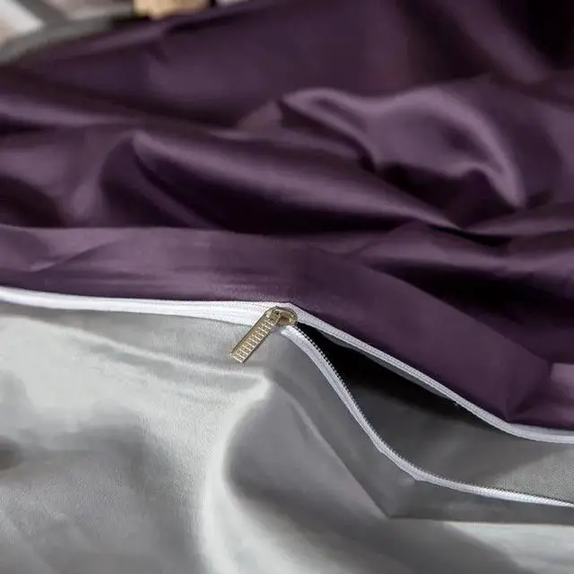 Alt view image 3 of 7 - Anyhouz Bed Sheet Purple Light Grey Ultra Soft Cotton Bedding Cover Twin Size 6 Pcs Bed Set