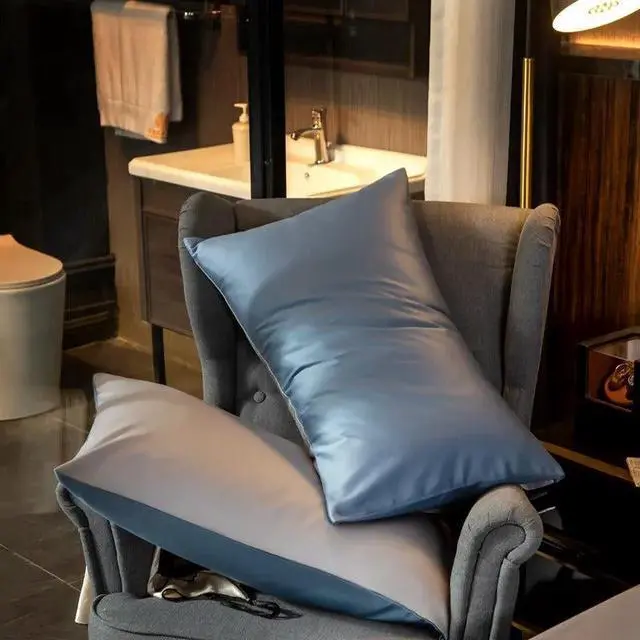 Alt view image 4 of 6 - Anyhouz Bed Sheet Blue Light Grey Ultra Soft Cotton Bedding Cover UK King Size 6 Pcs Bed Set