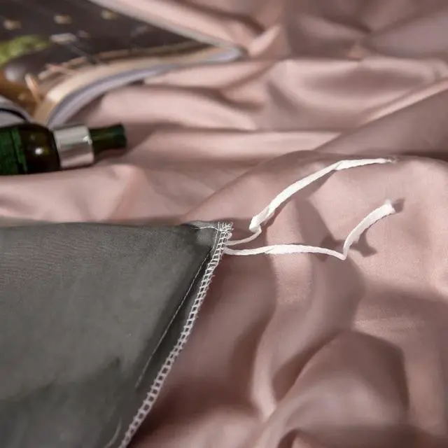 Alt view image 5 of 7 - Anyhouz Duvet Comforter Set King Pink/ Deep Grey Cotton Thick Blanket Bedspread 4 Pcs Bed Set