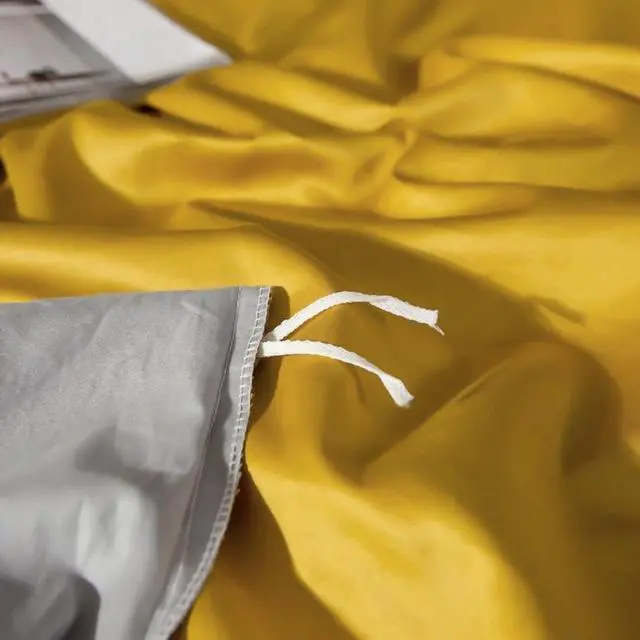 Alt view image 5 of 7 - Anyhouz Duvet Comforter Set King Yellow/ Light Grey Cotton Thick Blanket Bedspread 4 Pcs Bed Set