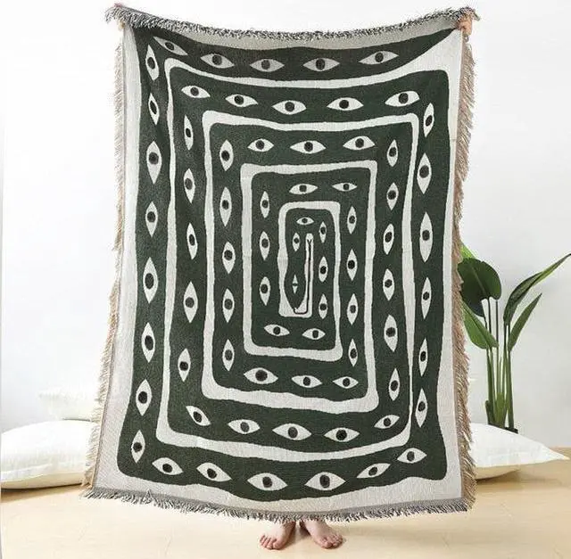 Alt view image 2 of 6 - Anyhouz Green Blanket Eye Snake Throw Blanket Camping Picnic Mat Beach Mat