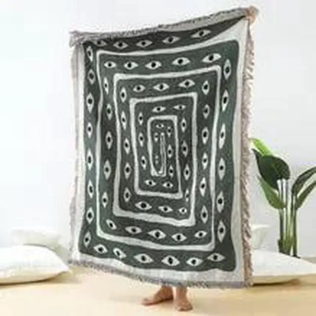 Alt view image 3 of 6 - Anyhouz Green Blanket Eye Snake Throw Blanket Camping Picnic Mat Beach Mat