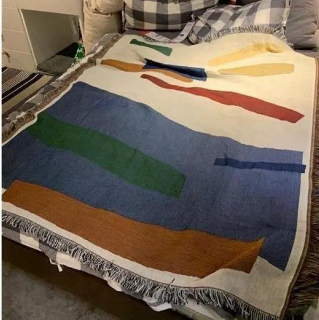Alt view image 3 of 6 - Anyhouz Nordic Minimalist Throw Blanket Cozy Sofa Couch Bed Cover Tapestry with Tassel