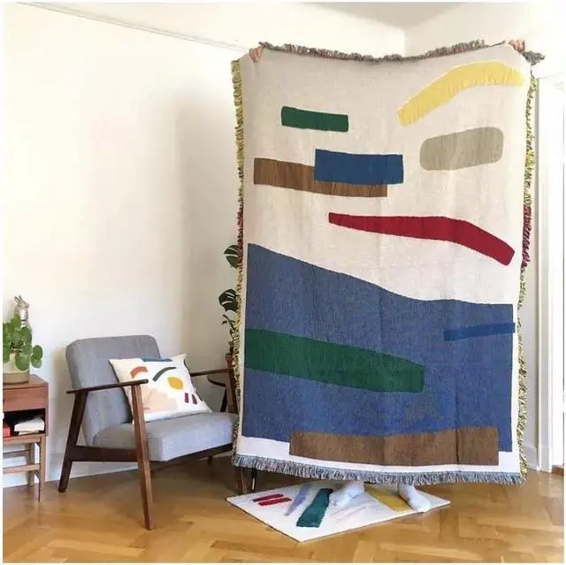 Alt view image 6 of 6 - Anyhouz Nordic Minimalist Throw Blanket Cozy Sofa Couch Bed Cover Tapestry with Tassel