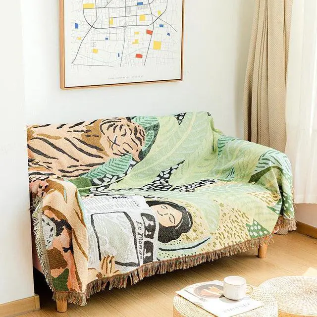 Alt view image 2 of 6 - Anyhouz Tiger Throw Blanket Cozy Sofa Couch Bed Cover Tapestry with Tassel