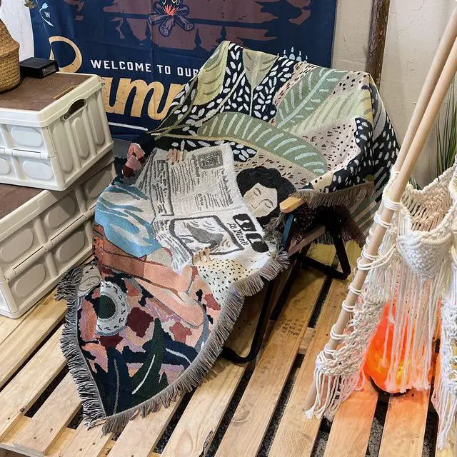 Alt view image 4 of 6 - Anyhouz Tiger Throw Blanket Cozy Sofa Couch Bed Cover Tapestry with Tassel