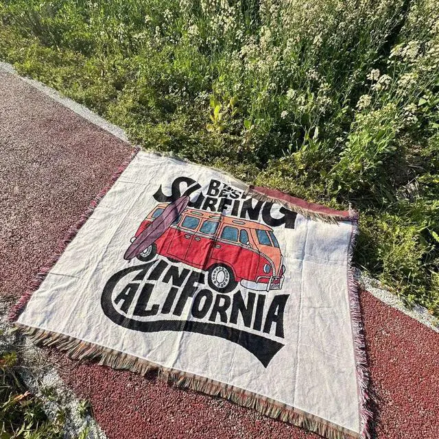 Alt view image 2 of 4 - Anyhouz Surfing California Throw Blanket Cozy Sofa Couch Bed Cover Tapestry with Tassel