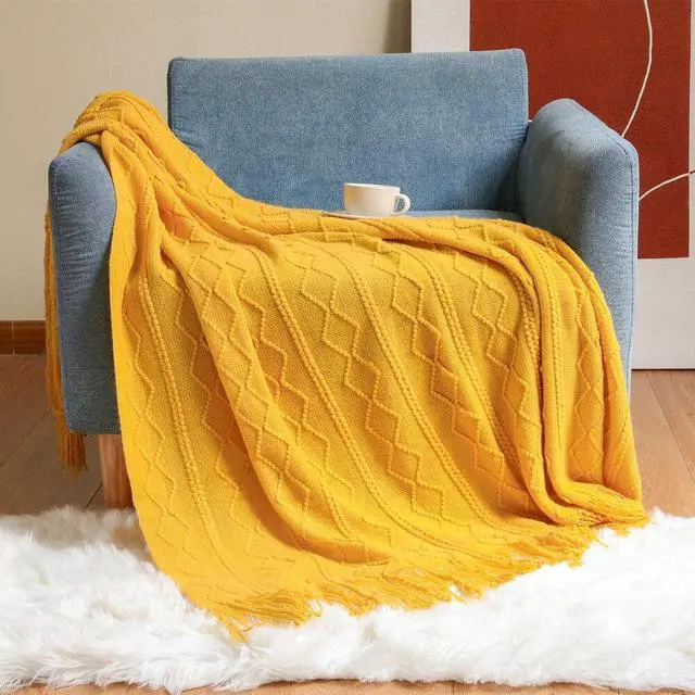 Alt view image 3 of 7 - Anyhouz Orange Throw Blanket Faux Cashmere Sofa Cover Tassels Blanket 130*180cm