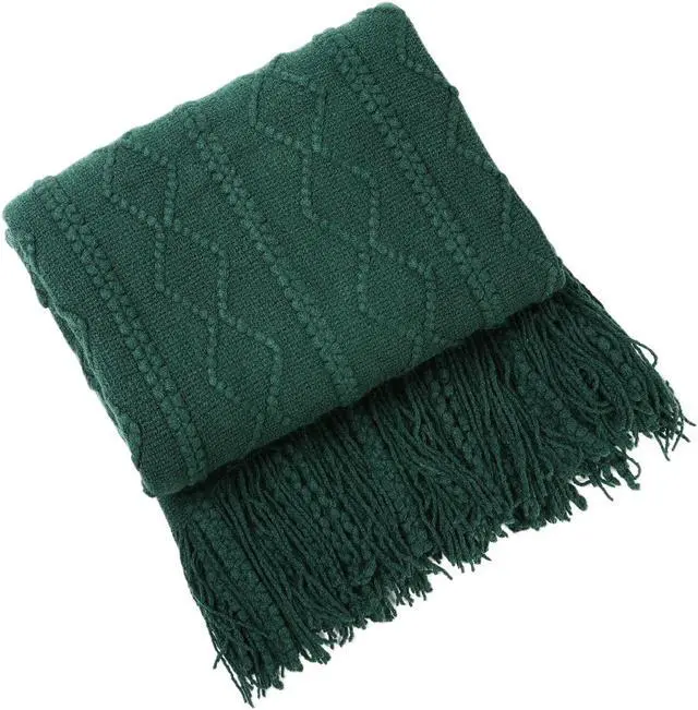 Main image of Anyhouz Green Throw Blanket Faux Cashmere Sofa Cover Tassels Blanket 130*230cm