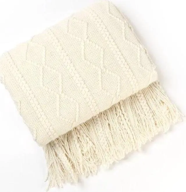 Alt view image 6 of 7 - Anyhouz Green Throw Blanket Faux Cashmere Sofa Cover Tassels Blanket 130*230cm