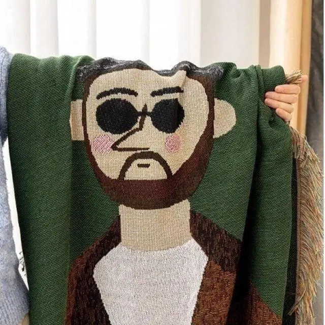 Alt view image 6 of 6 - Anyhouz Throw Blanket Brown Faux Style 1 Cashmere Sofa Cover Human Cartoons Tassel130*180cm