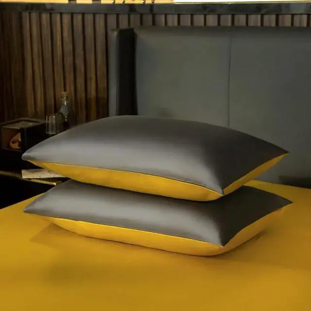 Alt view image 7 of 7 - Anyhouz Duvet Comforter Set Queen Deep Grey/ Yellow Cotton Thick Blanket Bedspread 6 Pcs Bed Set