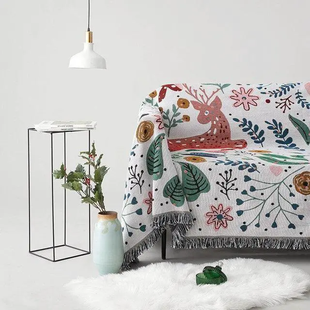 Alt view image 3 of 6 - Anyhouz Throw Blanket Faux Cashmere Sofa Cover Forest Flower Pattern Tassel130x180cm