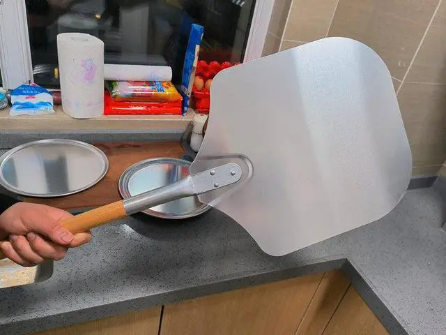 Alt view image 3 of 7 - Anygleam 12*14 Inch Pizza Spatula With Wooden Handle Bakeware Kitchen Tools No Oxidation