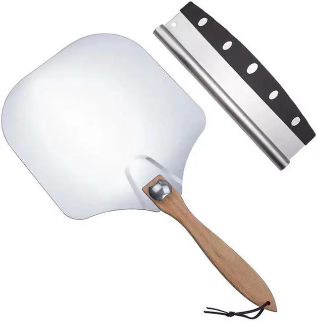 Main image of Anygleam 12*14 Inch Pizza Cutter and Shovel With Foldable Wooden Handle Bakeware Kitchen Tools No Oxidation