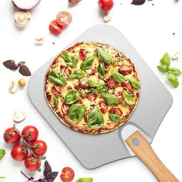 Alt view image 2 of 7 - Anygleam 12*14 Inch Pizza Cutter and Shovel With Foldable Wooden Handle Bakeware Kitchen Tools No Oxidation