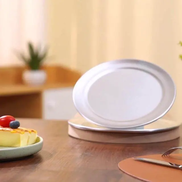 Alt view image 7 of 7 - Anygleam 11 Inches Pizza Tray Aluminum Narrow Rimmed Non stick Metallic Dish Cake Baking Pan for Kitchen