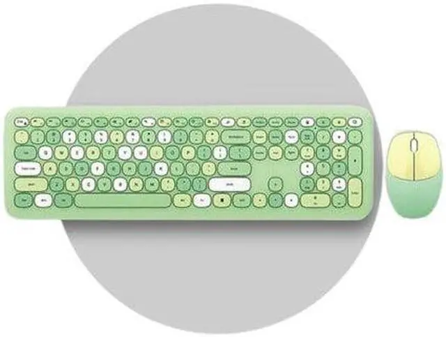 Alt view image 2 of 7 - Anymob Bluetooth Keyboard And Mouse Combo Set Green Colorful Retro Design Portable Wireless Soft Touch Keys