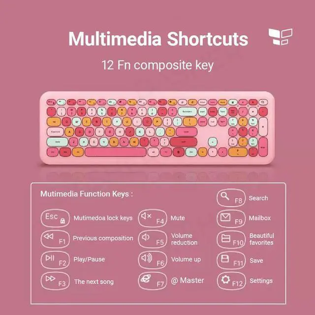 Alt view image 7 of 7 - Anymob Bluetooth Keyboard And Mouse Combo Set Blue Colorful Retro Design Portable Wireless Soft Touch Keys