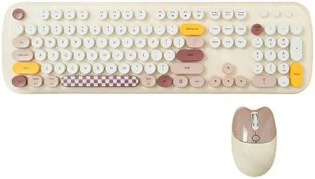 Main image of Anymob Bluetooth Keyboard And Mouse Combo Set White Retro Design Wireless Soft Touch Keys