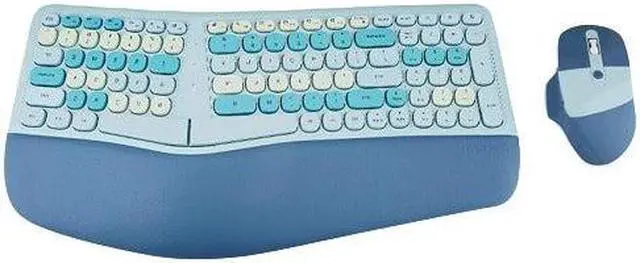 Main image of Anymob Bluetooth Keyboard And Mouse Combo Set Blue Ergonomic Wireless Portable Device Soft Keys