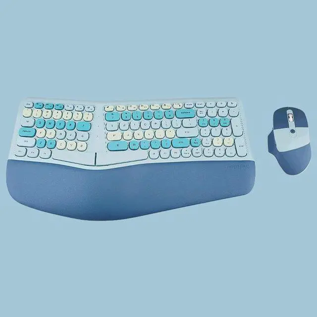 Alt view image 2 of 5 - Anymob Bluetooth Keyboard And Mouse Combo Set Blue Ergonomic Wireless Portable Device Soft Keys