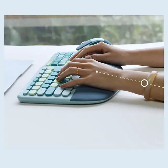 Alt view image 5 of 5 - Anymob Bluetooth Keyboard And Mouse Combo Set Purple Ergonomic Wireless Portable Device Soft Keys