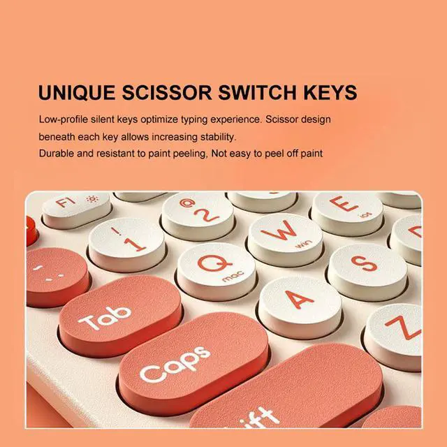 Alt view image 5 of 7 - Anymob Bluetooth Keyboard Pink  Mult-Device Wireless Rechargeable Keyboard With Holder