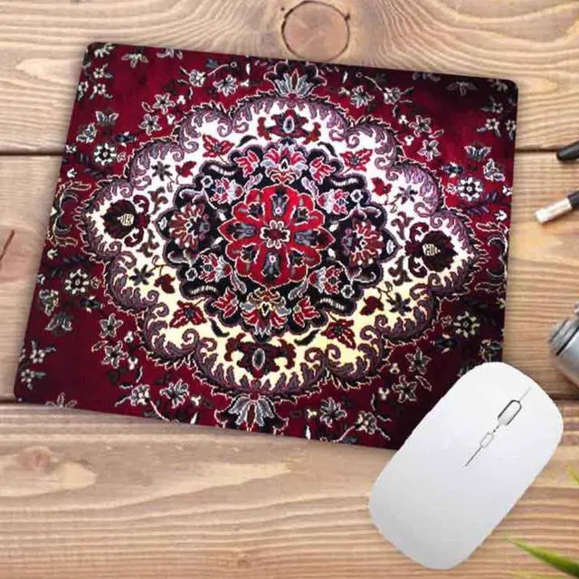 Alt view image 2 of 5 - Anymob Mouse Pad Maroon 22X18CM Persian Tribal Carpet Computer Office Desk Non-Slip Mat