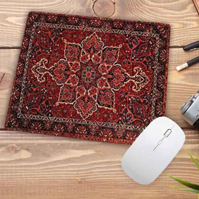 Alt view image 2 of 5 - Anymob Mouse Pad Dark Red 22X18CM Persian Tribal Carpet Computer Office Desk Non-Slip Mat