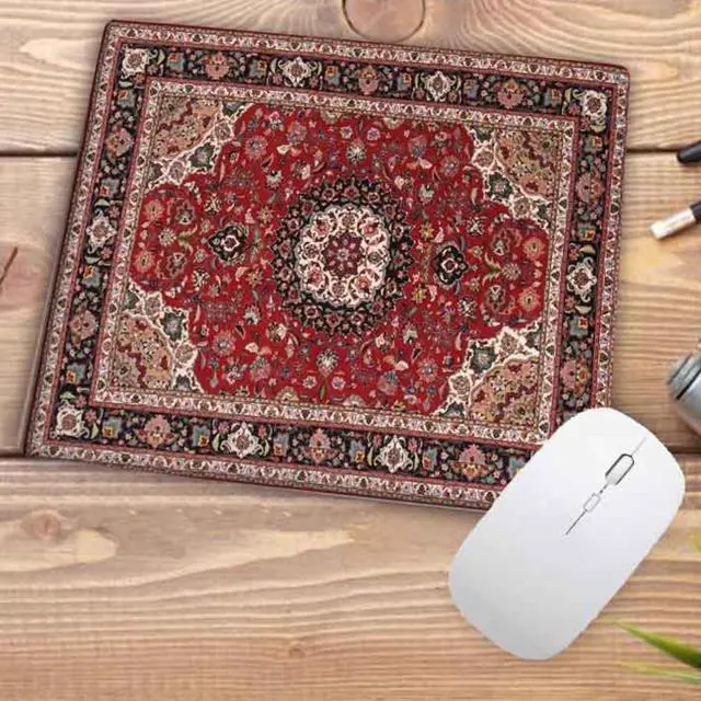Alt view image 2 of 5 - Anymob Mouse Pad Red Beige 22X18CM Persian Tribal Carpet Computer Office Desk Non-Slip Mat