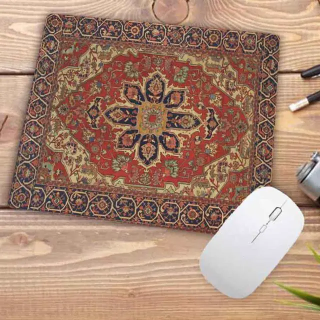 Alt view image 2 of 5 - Anymob Mouse Pad Yellow Red 22X18CM Persian Tribal Carpet Computer Office Desk Non-Slip Mat