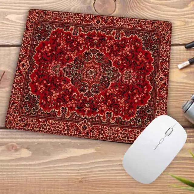 Alt view image 2 of 5 - Anymob Mouse Pad Red Orange 22X18CM Persian Tribal Carpet Computer Office Desk Non-Slip Mat