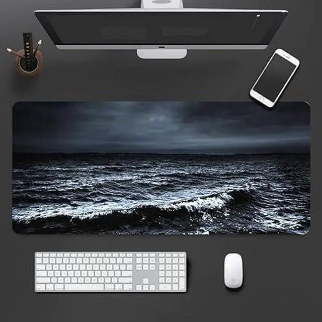 Alt view image 3 of 7 - Anymob Mouse Pad Black 400X900X4MM Art Series Marble Computer Laptop Rubber Mat